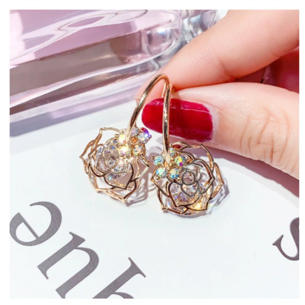 Zircon Flower Dangle Earrings